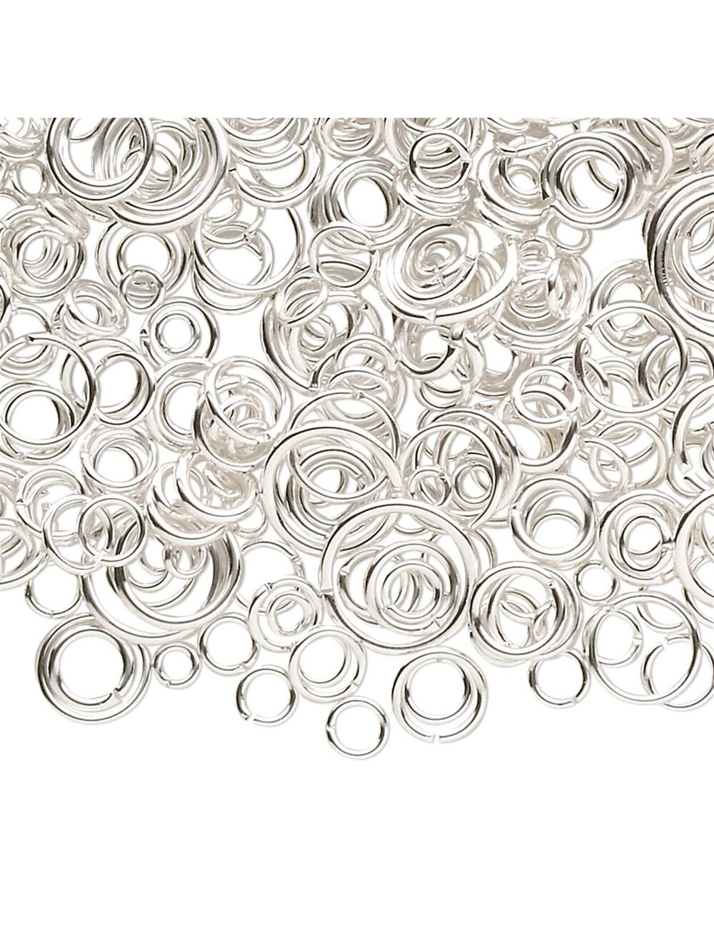 100 Mixed Size 3-12mm Silver Plated Brass 18-22GA Jumprings